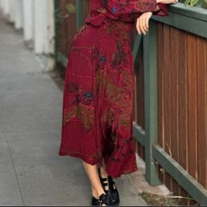 Yavi Red Floral Maxi Skirt